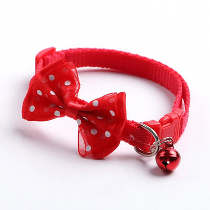 Fashionable bow dog and cat collar soft and comfortable pet accessory set with bell universal collar for cats and dogs
