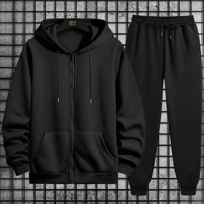2026 New Arrival Men's Zipper Hoodie Sweatpants 2 Piece Set High Quality Hooded Long Sleeve Sweatshirt Autumn Winter Tracksuit