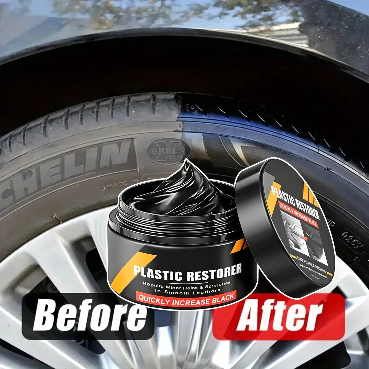 Car Interior Plastic Repair Care Kit, Scratch Repair Paste, Refresh Faded Aged Trim, Polish Brighten with Long-Term Protection