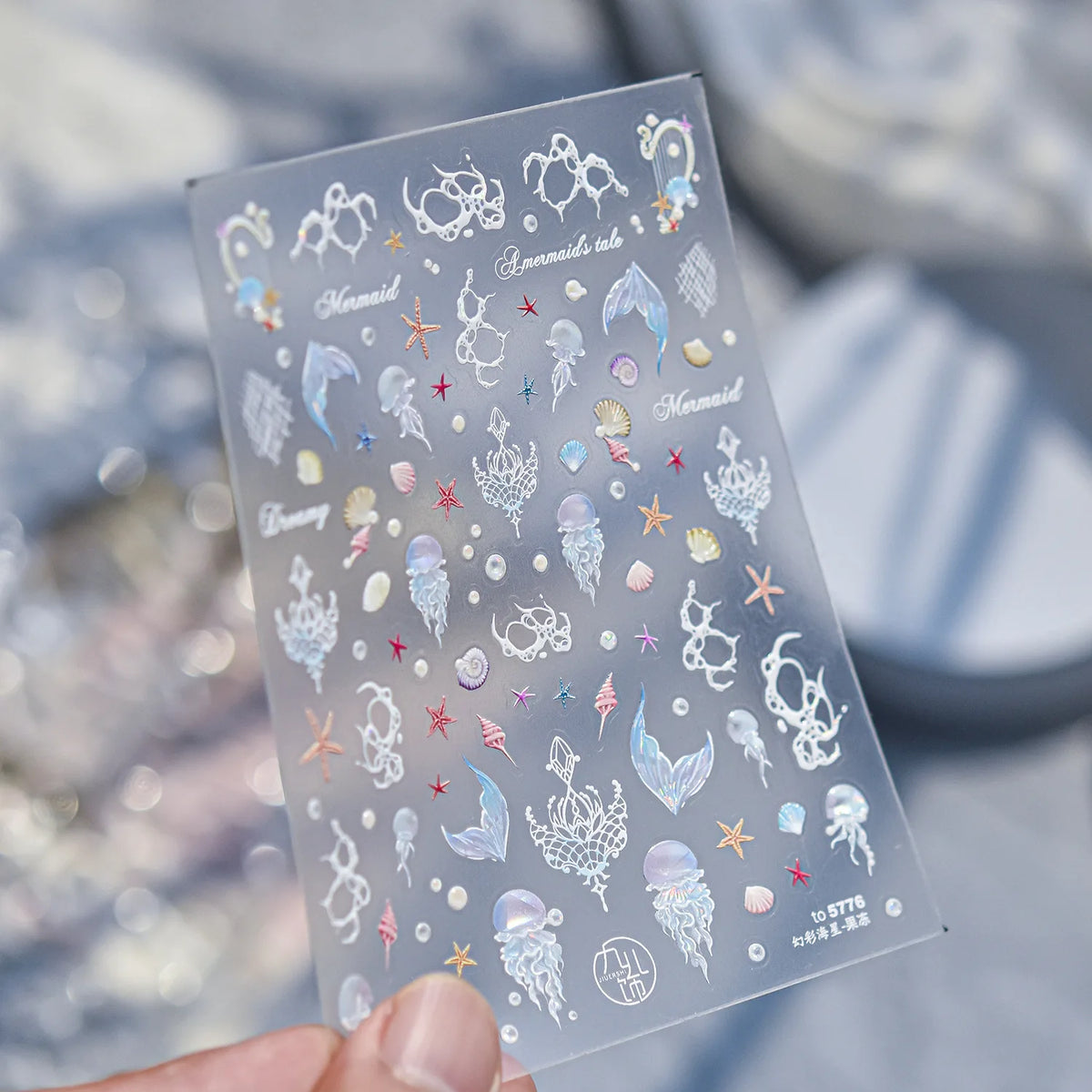 5D Nail Stickers Summer Beach Shell Crystal Diamond Self Adhesive Nail Art Stickers DIY Cute Ocean World Nail Decorations Parts