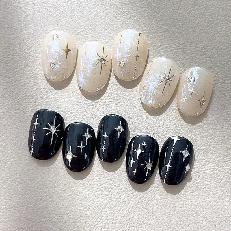 3D Star Nail Art Stickers Decals Self-Adhesive Metal Silver DIY Nail Stickers Decoration Decals Manicure Accessories