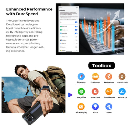 HOTWAV Cyber 16 Pro Rugged Smartphone G100 Octa-core Android 15 Mobile Phone 108MP 6.6'' FHD+ 2K 8GB 512GB 6280mAh Cellphone