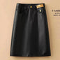 Spring Autumn Winter Leather Skirt Women New Fashion Black Brown High Waist PU A-Line Skirts Large Size S-5XL Female Midi Skirts