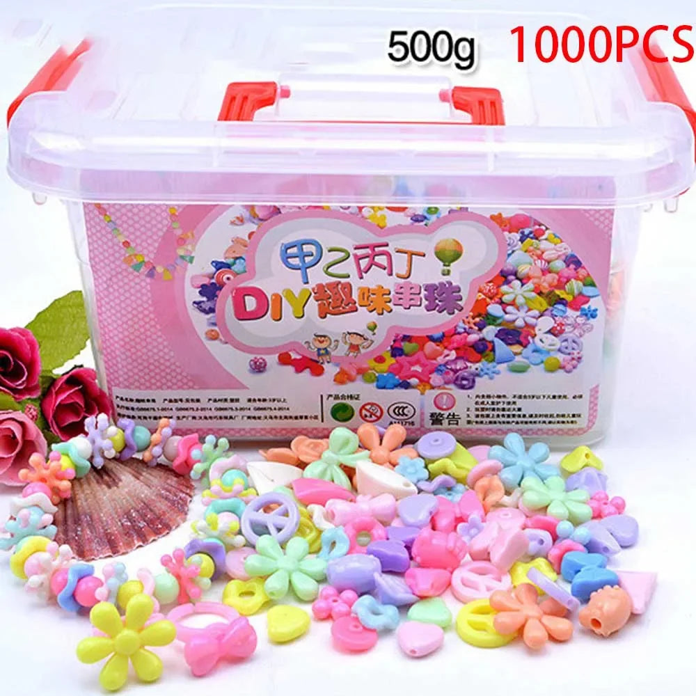 1000Pcs DIY Handmade Beaded Toy with Storage Box Creative Girl Jewelry Bracelet Jewelry Making Toys Educational Children Gift