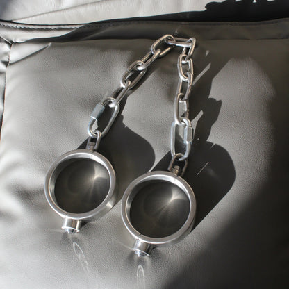 Heavy Duty Stainless Steel Handcuffs Ankle Cuffs Neck Collar Press Lock BDSM Restraints Bondage Adult Games Sex Toys for Couples