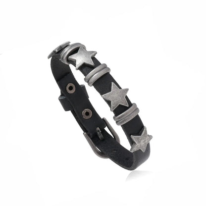 New Punk Dark PU Bracelet For Women Men Hip Hop Rock Chain Multi Layered Bracelet Trend Retro Gothic Jewelry Dancer Accessories
