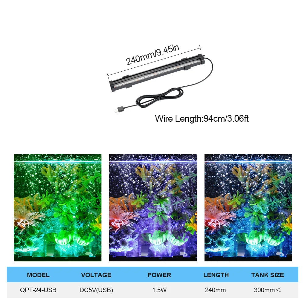 USB LED Aquarium Air Bubble Light Auto RGB Color Changing Fish Tank Air Stone Oxygen Bubbler Submersible Decorative Lamp