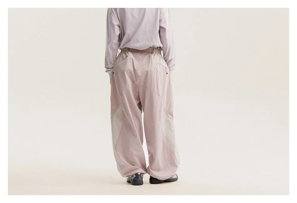 Men Women Splice Fashion Outdoor Loose Casual Lightweight Quick Dry Sports Cargo Baggy Pants Track Trouser Jogger Sweatpants