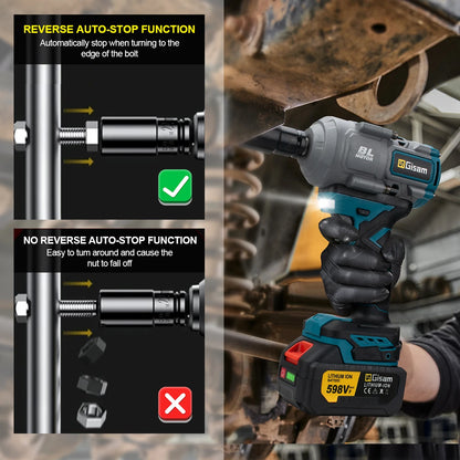 Gisam 2000N.M Brushless Electric Impact Wrench 1/2 inch Cordless Screwdriver Drill 3Gear Electric Wrench Power Tool For Makita 18V Battery Pin