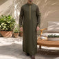 Men's Ethnic Pattern Embroidery Zipper Hooded Robe Traditional Long Sleeve Pocket Jubba Thobe for Daily Wear Man Islamic Thobe