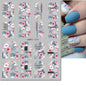 3d Nail Art Decals Elegant White RoyalBlue Roses Flowers Adhesive Sliders Nail Stickers Decoration For Nail Manicure