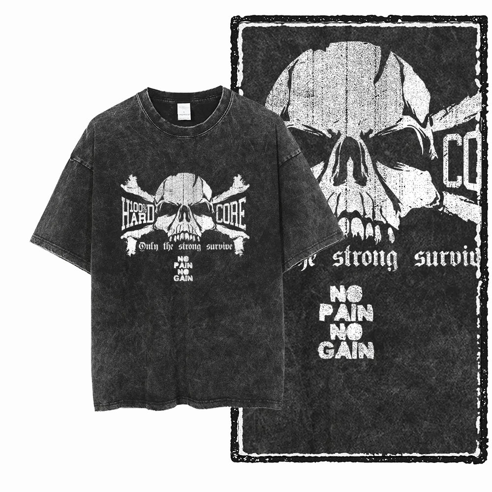 YG BODY BUILDING Printed Cotton Acid Washed Graphic Unisex T Shirt Cool CROSSFIT Streetwear Men Tshirts Big Size Tee for Men