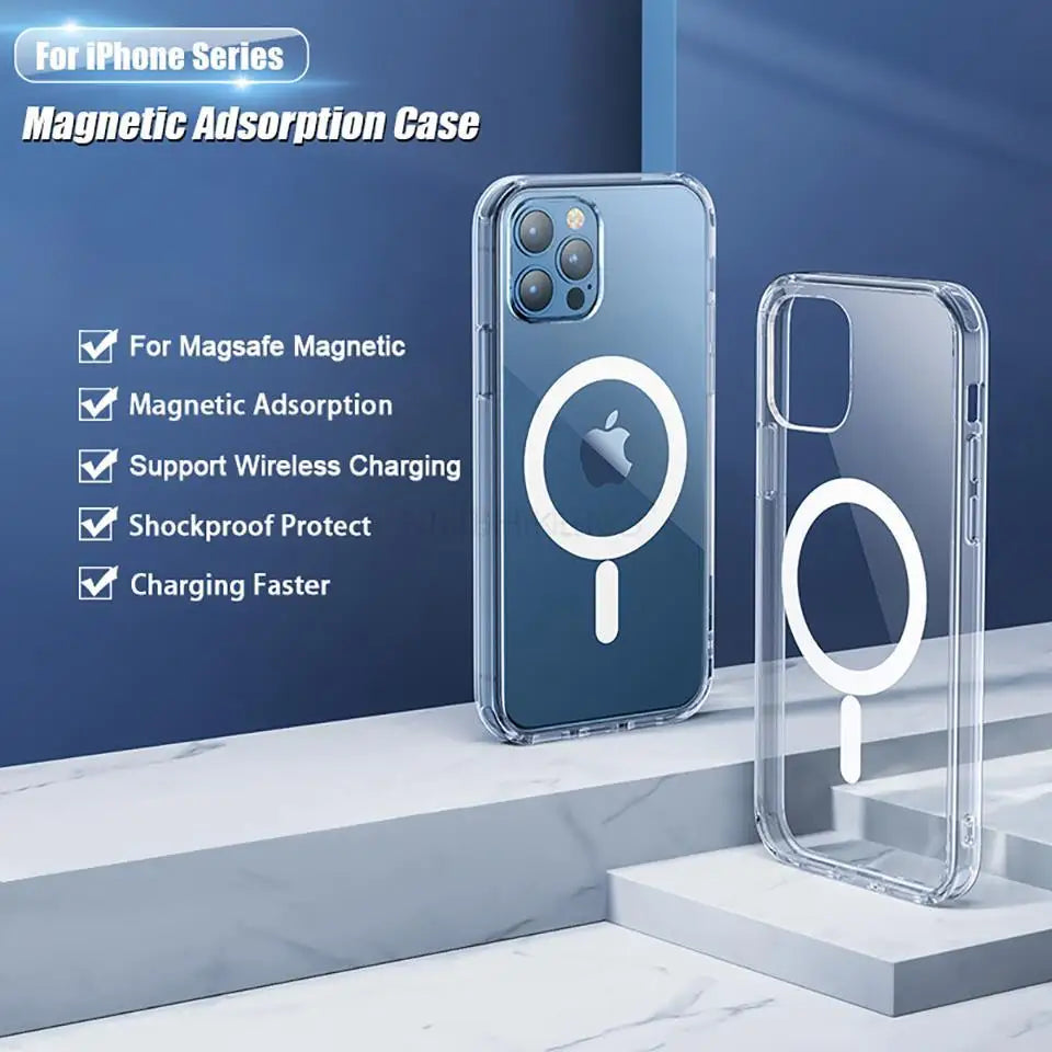 For Magsafe Magnetic Wireless Charging Case For iPhone 15 11 12 13 14 Pro MAX Mini XR XS 7 Plus Leather Wallet Card Holder Cover
