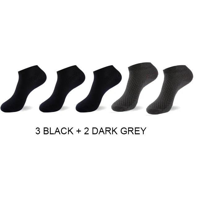 5Pairs/Lot Men's Bamboo Fiber Socks Business Short Breathable Ankle Socks Male Sock High Quality Large Size EU38-44
