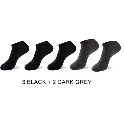 5Pairs/Lot Men's Bamboo Fiber Socks Business Short Breathable Ankle Socks Male Sock High Quality Large Size EU38-44