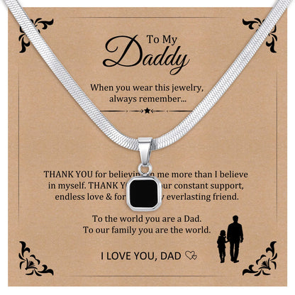 Vnox Geometric Square Natural Stone Pendant Necklace for Men, Gold Silver Color Stainless Steel Blade Chain, Trendy Jewelry Gift
