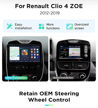 Junsun Wireless CarPlay Android Auto Car Radio for Renault Clio 4 2012- 2017 2 DIN Multimedia Stereo with Built-in Cooling Fan GPS Navigation SWC Bluetooth FM RDS DSP IPS Screen Car Intelligent Systems 4G WiFi 8 Core