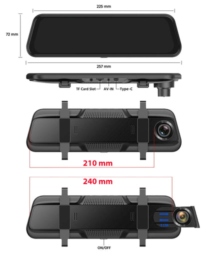 E-ACE 2K Car DVR WIFI GPS Stream Media Mirror Optional 1080P Car Video Camera Night Vision Loop Recording 24H Parking Black Box