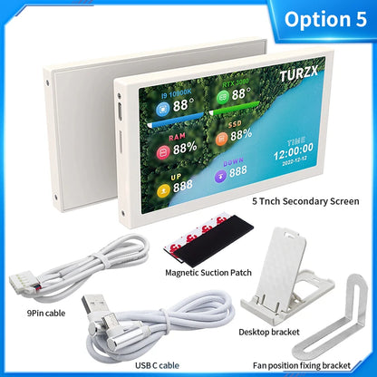 3.5 / 5 Inch IPS Type-C Secondary Screen Mini Computer USB Display CPU GPU RAM HDD Monitor with Holder Metal Case No Use AIDA64
