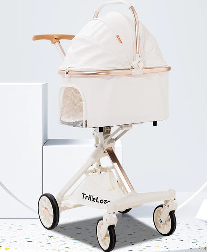Luxury PU leather pet stroller,Car Pet Basket,lightweight Foldable Dog Travel Stroller,Portable Outdoor Cat and Dog Stroller