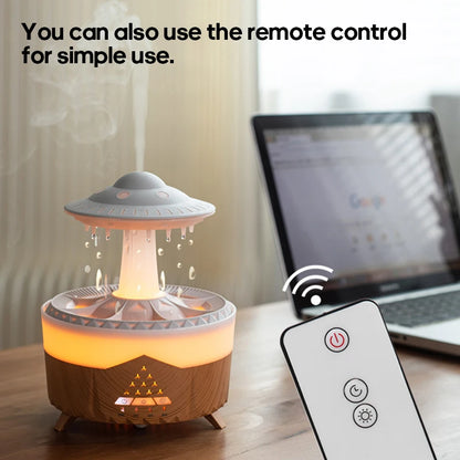 Creative UFO Aroma Diffuser Sprayer Air Humidifier with Water Mist Ring Works with Essential Oil Releases Fine Water Mists