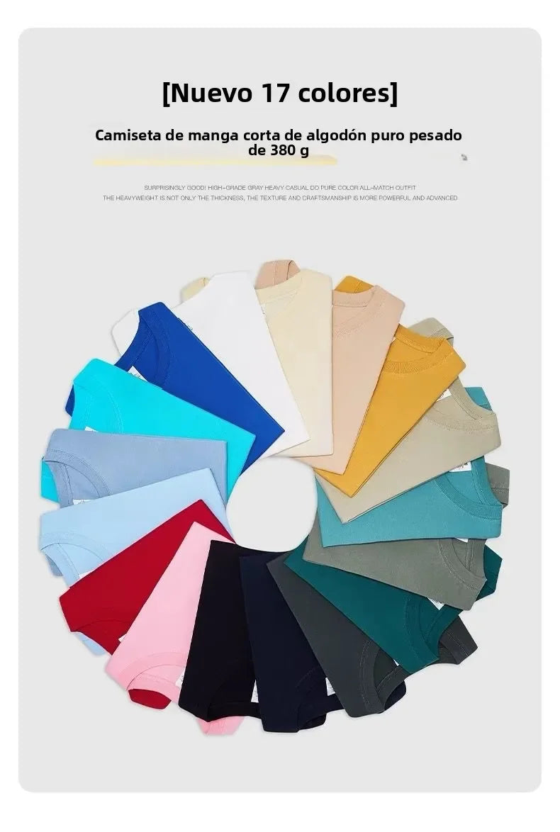 300g Cotton T Shirts Men Short Sleeved Heavyweight Summer Round Neck Loose Breathable Shirt for Men Women Basic Tee