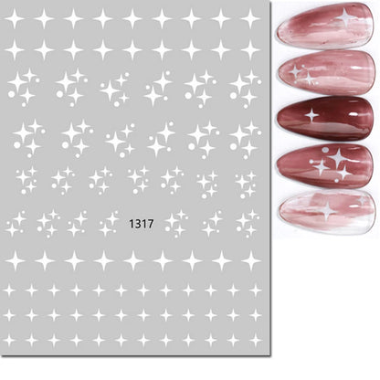 3d Nail Art Stickers Red Black White Love Hearts Stars Clouds French Full Tips Adhesive Nail Decals Slider For Manicure