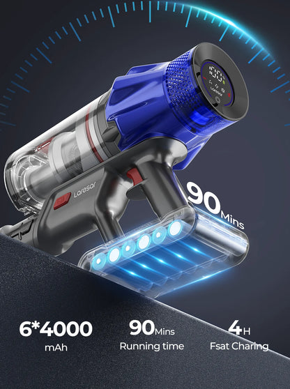 90 Minut Laresar V7S 75000PA 650W Cordless Vacuum Cleaner Handheld Long Runtime Removable Battery Smart Display Home Appliance