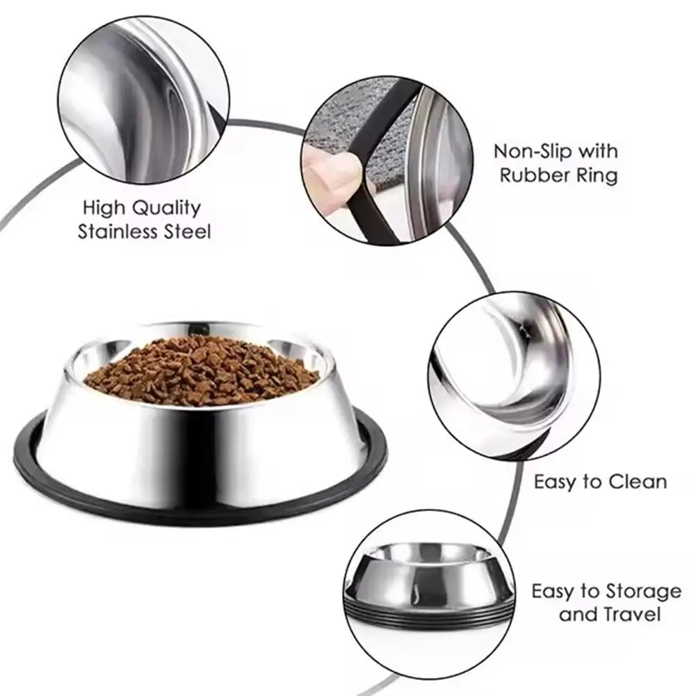 Steel Pet Dog Bowl Feeder Skidproof Anti-ant Food Water Drink Dishes Feeder Dog Bowls Food Accessories Pet Supplies