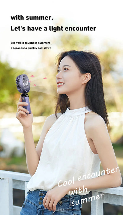 Lenovo Portable Handheld Fan Foldable Neck Hanging Fans 5 Speed USB Rechargeable Fan with Phone Stand & Display Screen 1800mAh