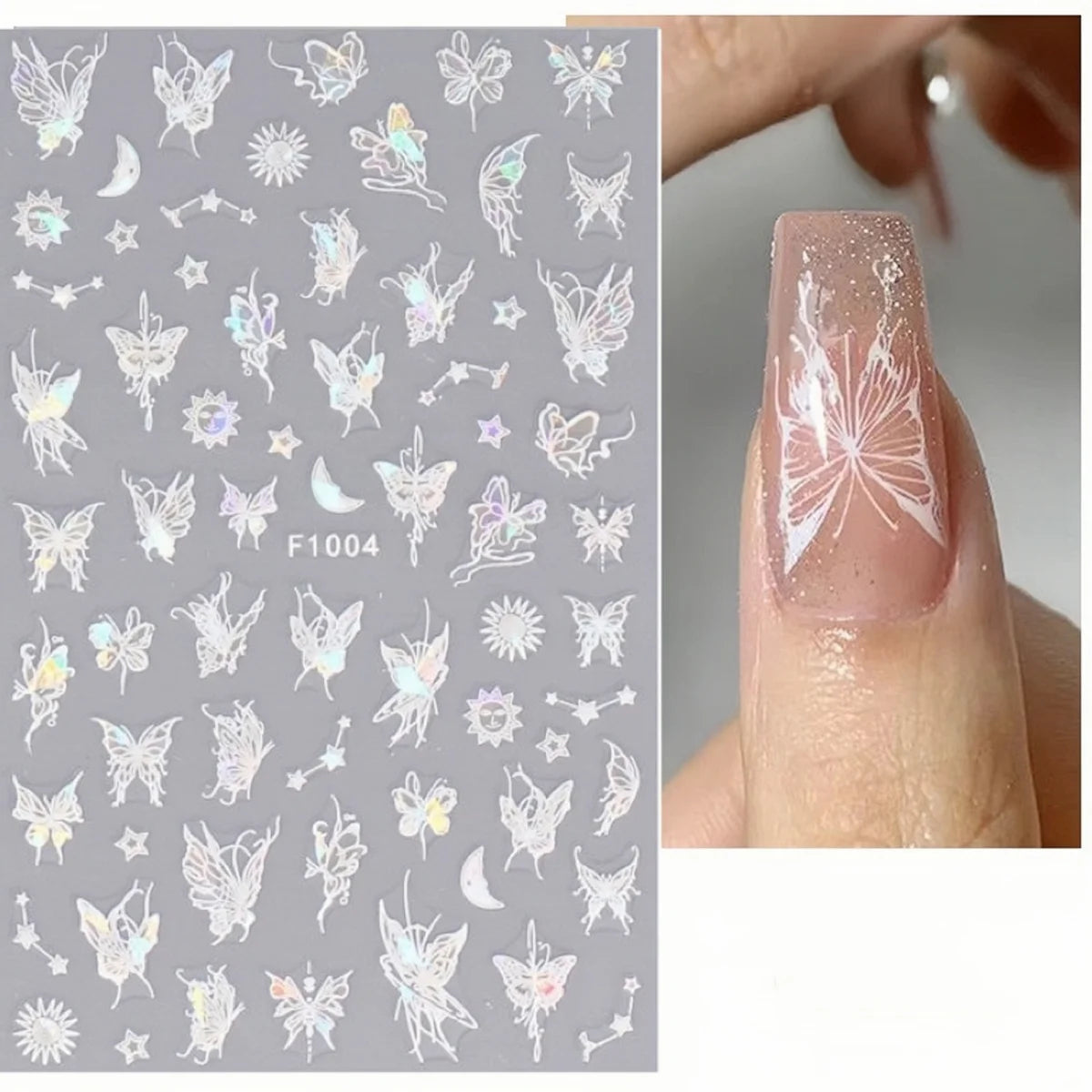 1PCS Marbled Nail Sticker 3D Abstract Lines Sticker Nail Art Supplies Nail Decals Y2K Laser Butterfly Ladies Nail Art Decoration