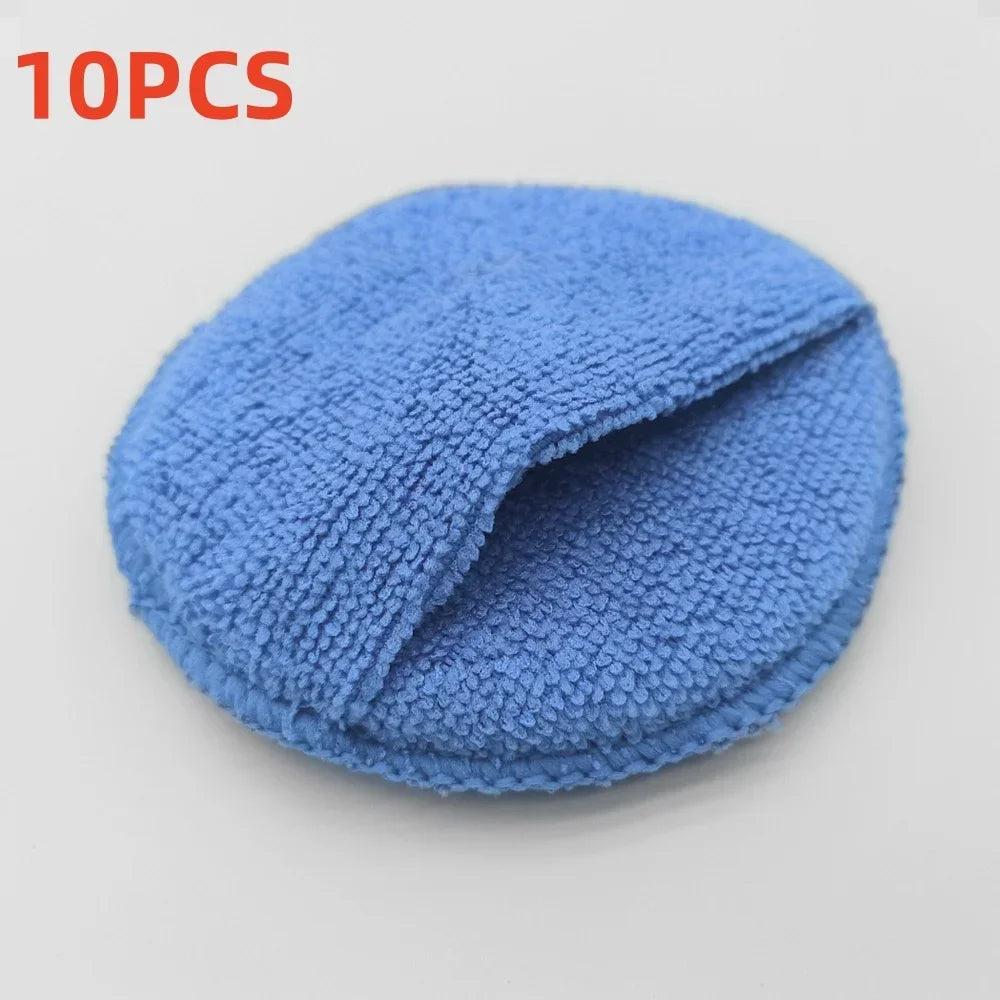 10/1Pcs 5-inches Microfiber Wax Applicator Pad Ultra Soft Car Polishing Sponge with Finger Pocket Auto Care Polish Foam Sponge