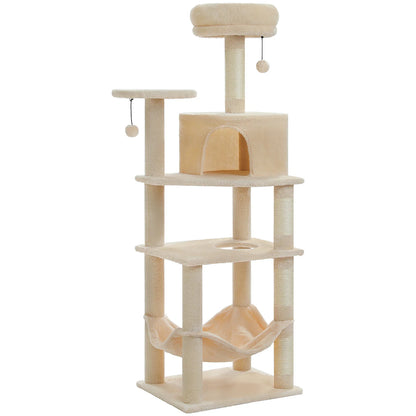 Multi-Level Cat Tree for Indoor Cats Large Cat Tower with Cozy Condo Hammock Sisal Scratching Posts Cat Scratchers Bed Cat Toys