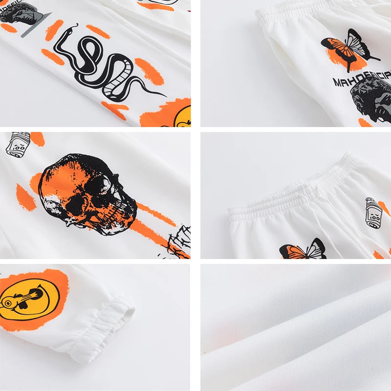 2025 Women Sweatpants Joggers Y2K Harajuku Cartoon Skull Printed Streetwear Sweatpants Pants Casual High Waist Sweatpants Y2K