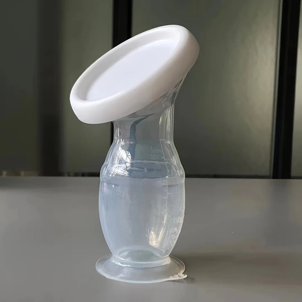 Manual Breast Pump with Scale&Diversion Trench, Soft Silicone Breastfeeding Pump, Milk Saver,Safe and Night Quiet Pumping