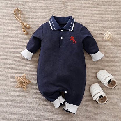 Newborn Clothes With Spurs Embroidered Cotton Comfortable 0-18 Boys And Girls Spring And Autumn Long Sleeved Baby Jumpsuit