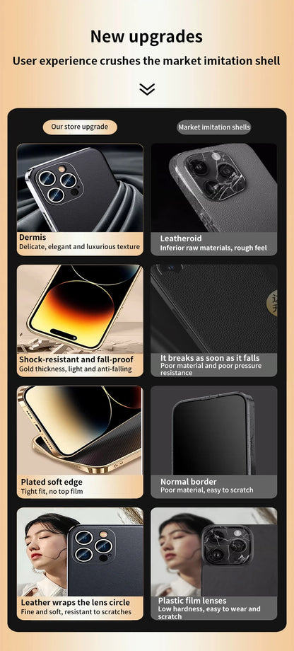 LANGSIDI Luxury Ultra Thin Shockproof Leather Case For iPhone 17 16 Pro Max 15 Plus 14 13 12 11 Air Lens Protective Cover