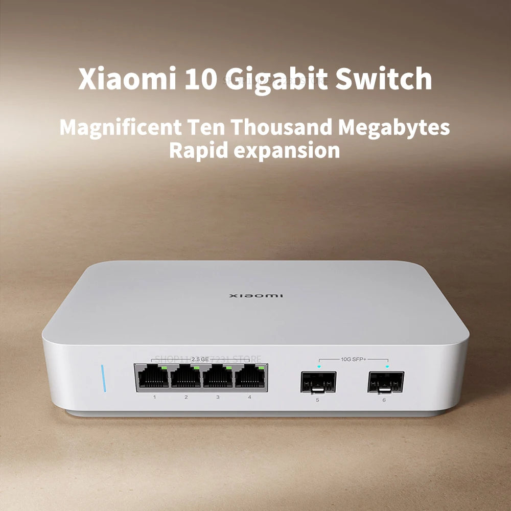 NEW Xiaomi Mi 10G Ethernet Switch 4×2.5G+2×10GMbps Mini Network Switches VLAN Ethernet Splitter Lan Router 6 Ports Hub Switch