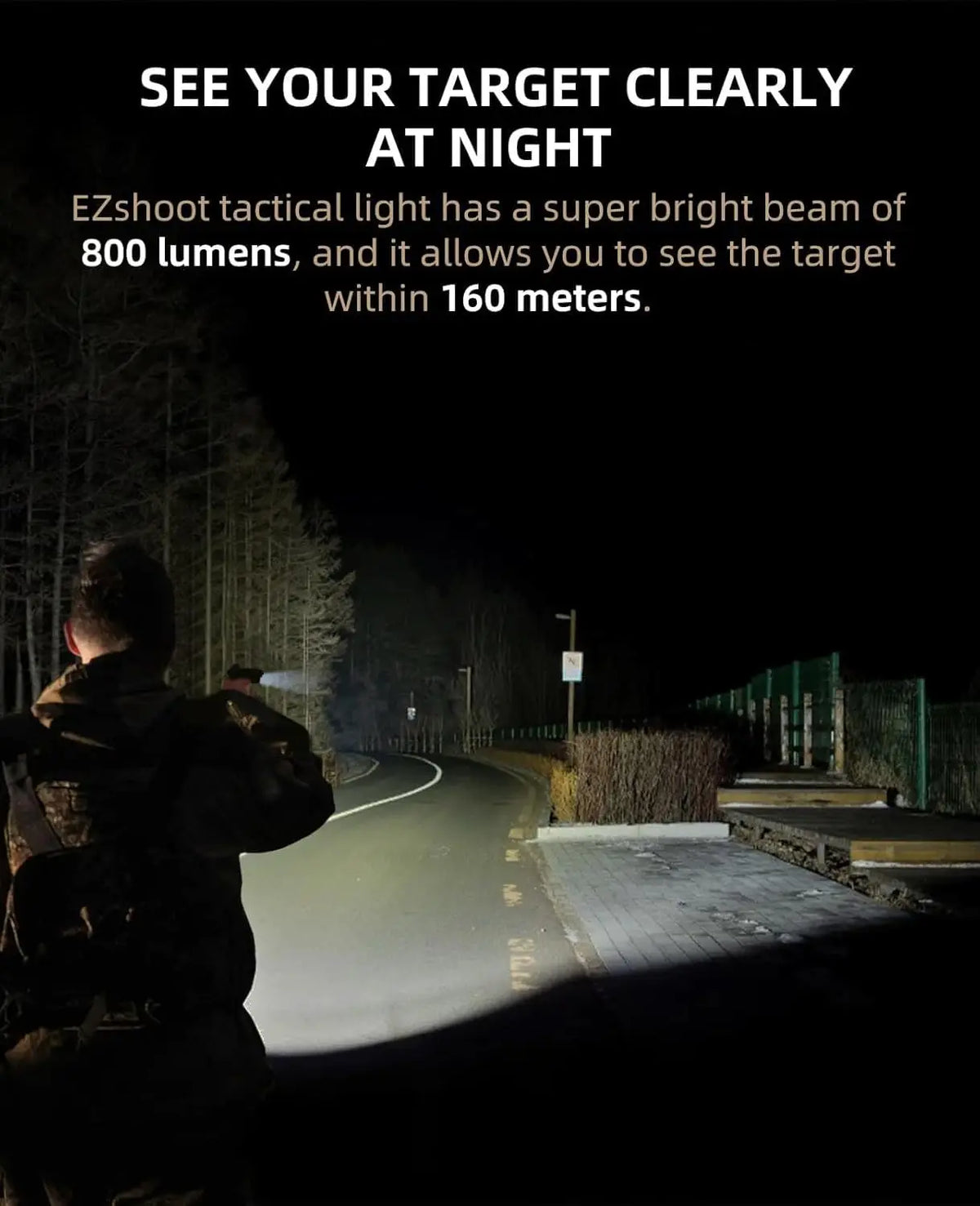 EZshoot Tactical Flashlight Compact LED Light Compatible with Picatinny and GL Rails Rechargeable & Strobe for Pistol Hunting