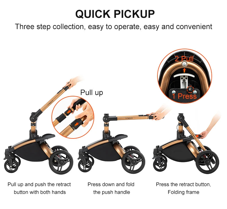 Baby pram Lightweight stroller Baby carriage PU 3in1 stroller Baby stroller 3-in-1 Baby carriage strollers for baby light carts