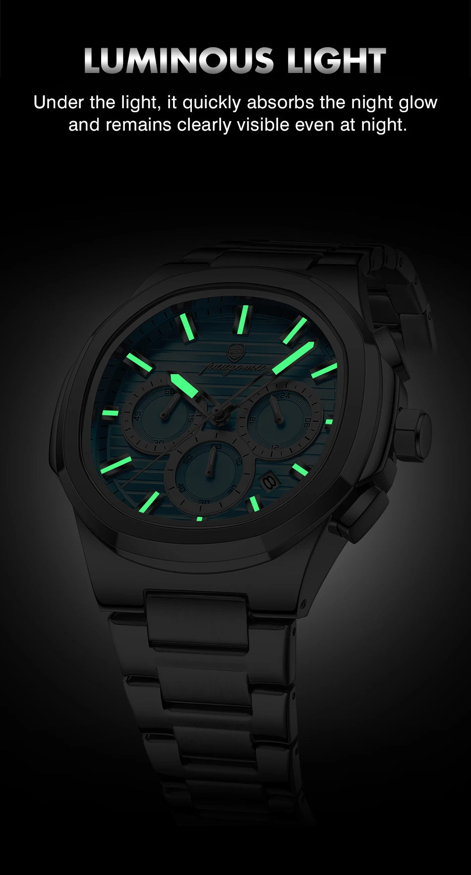 PAAZOMU Fashion Brand Man Wristwatch Waterproof Stainless Steel Luminous Men Watch Chronograph Date Luxury Quartz Men's Watches