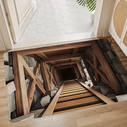 VIKAMA 2D Front Door Mat, Indoor And Outdoor Entrance Carpet, Floor Crack Illusion Carpet, Easy To Clean Carpet, Home Decoration
