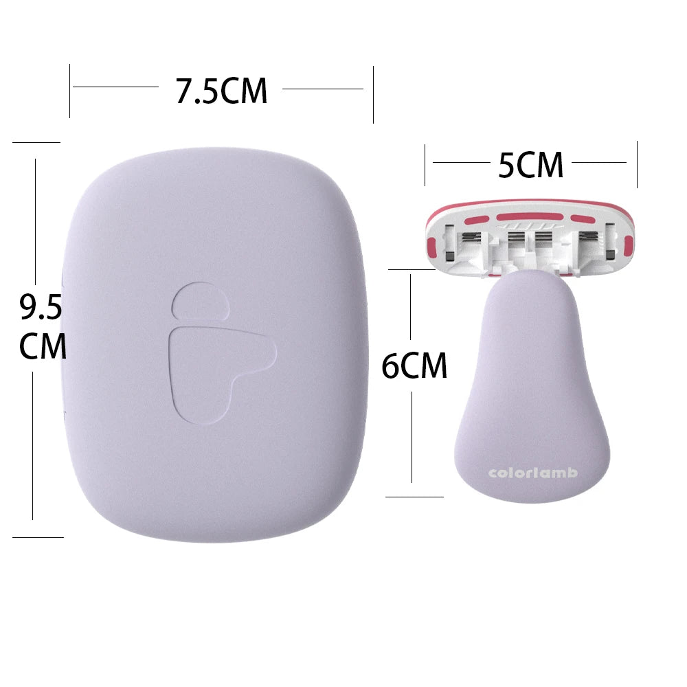 Colorlamb Portable Women Razor for Shaving Bikini Leg Hair Private Body Manual Shaver Use 5 Layer Skin Care Soap Blades Refill