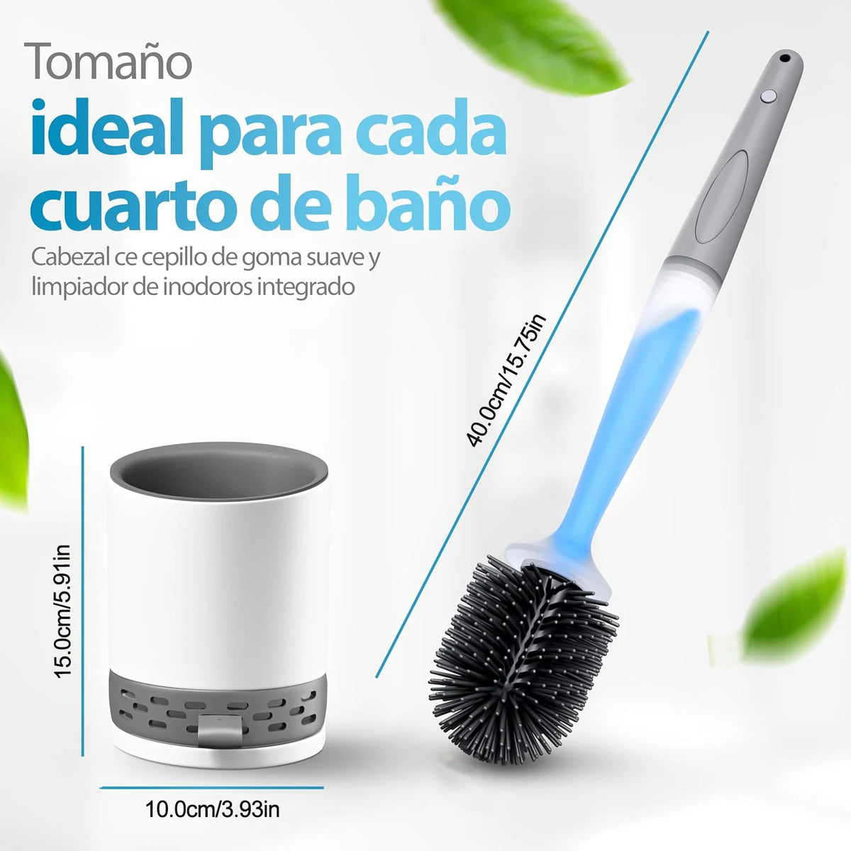 Toilet Bowl Brush Holder Set Silicone Toilet Brush with Refillable Handle Dispenser Bathroom Scrubber Rv Cleaner Toilet Brush