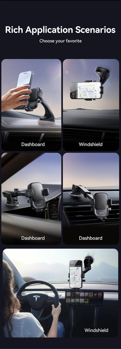 Joyroom Car Phone Holder Mount Car Strong Suction Hands-Free Universal Cell Phone Stand For Dashboard/Windshield 360° Rotation