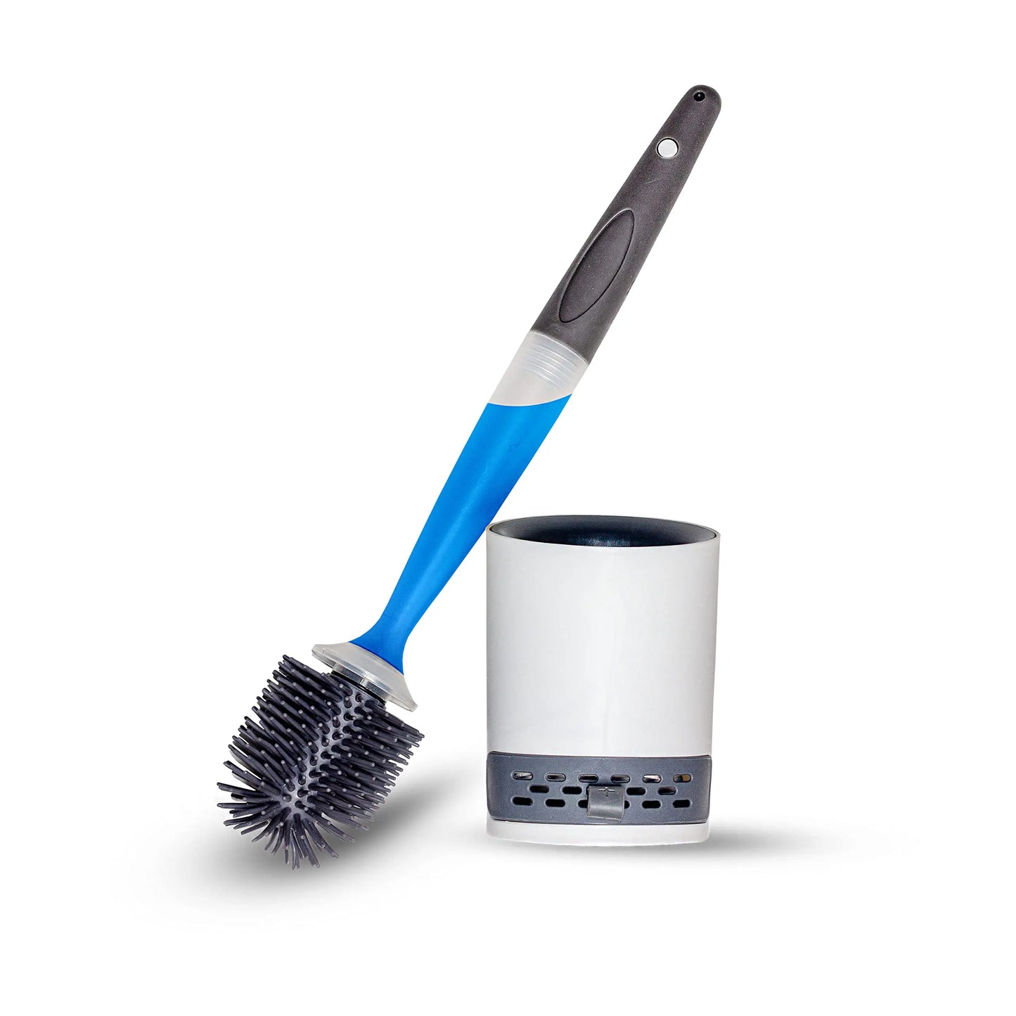 Toilet Bowl Brush Holder Set Silicone Toilet Brush with Refillable Handle Dispenser Bathroom Scrubber Rv Cleaner Toilet Brush