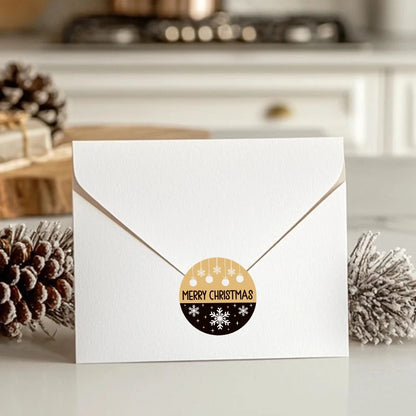 500pcs/ROLL Kraft Paper Christmas Stickers New Year Thank You Stickers Christmas Decoration for Card Gift Box Package 1inch