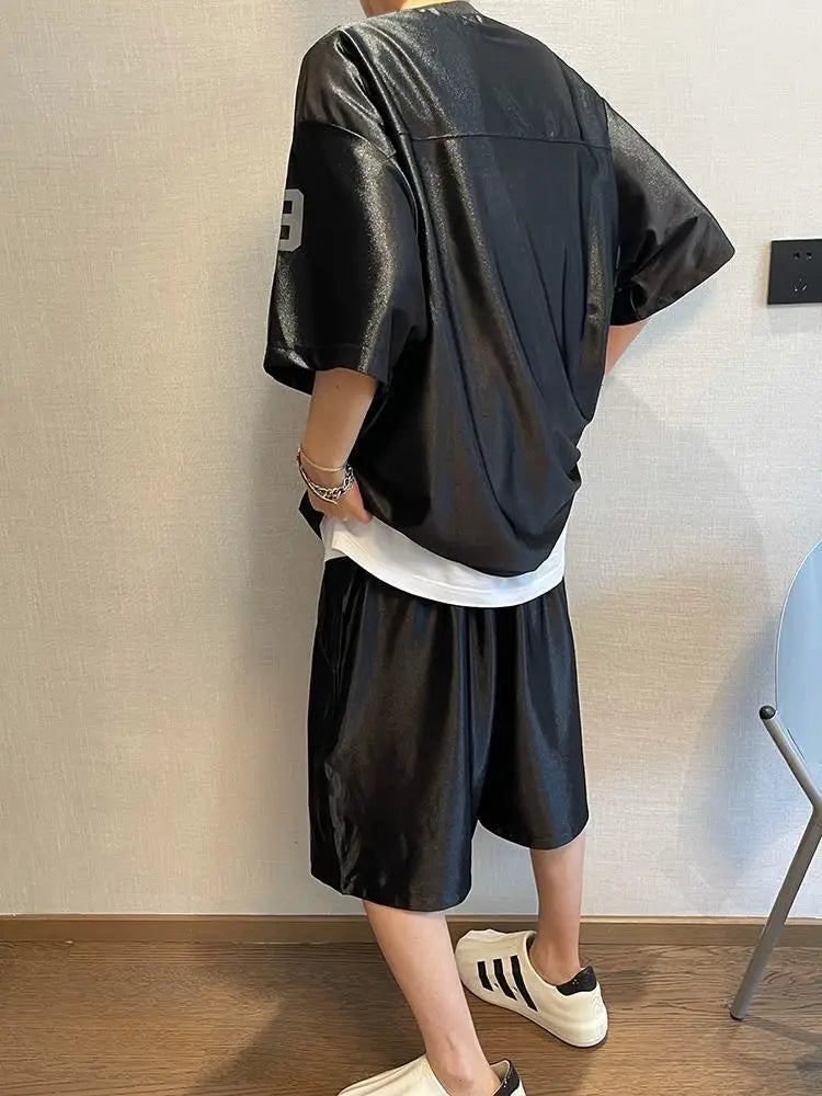 Glossy Pockets Men's Shorts Outdoor Fitness Male Plus Size Casual Sports Basketball Bottoms