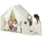 6-in-1 Children's Wooden Tent with Children's Table & Chair, Children's Play House with Mat, Blackboard, Storage Box, Chalk Box