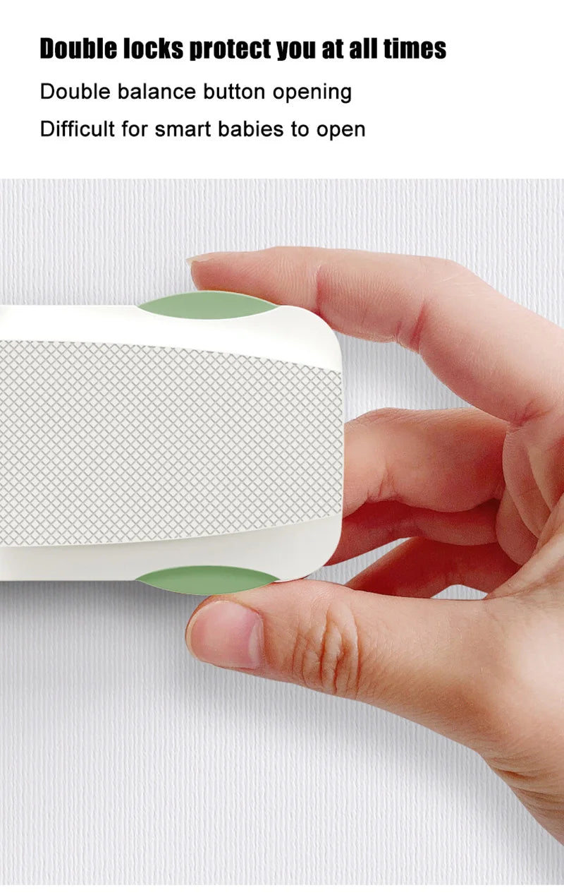 White Drawer Lock Baby Safety Protection Double Use Right Angle Cabinet Door Locks Kids Protector Multi-Function Plastic Buckle